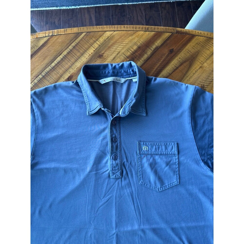 TravisMathew Men’s XL Slate Blue Golf Polo Performance Short Sleeve Shirt Countr